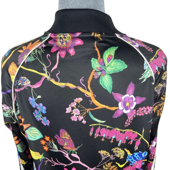 Adidas Poisonous Garden Track Jacket Sz Small Black Multi-Color Floral Frog Rare - Picture 8 of 12